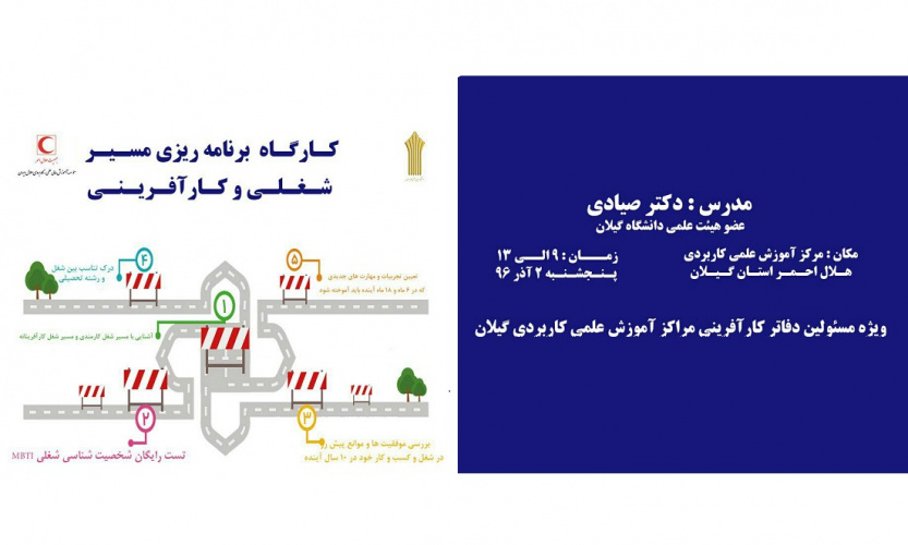 برگزاری کارگاه برنامه ریزی مسیر شغلی و کارآفرینی ویژه مسئولین دفاتر کارآفرینی مراکز آموزش علمی کاربردی استان گیلان